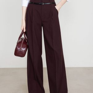 Utility High-Waist Pleated Pants Without Belt