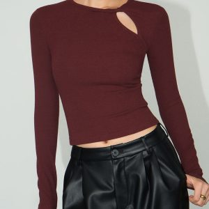 Knotted Cutout Skinny T-Shirt