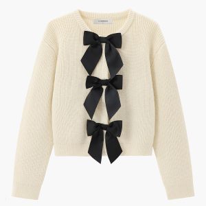 Bow Ribbed Warm Sweater