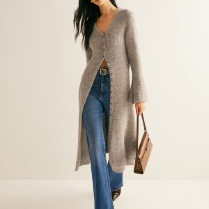 Stacking V-Neck Split Breasted Sweater Dress