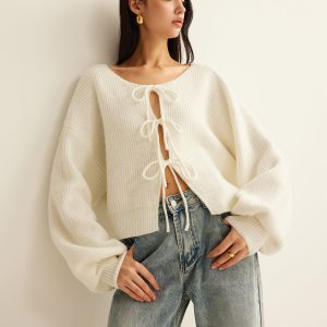 Wool-Blend Tie-Front Cardigan