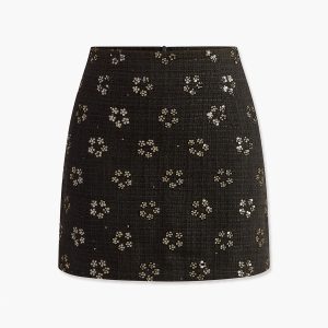 Sequins Floral Tweed Skirt