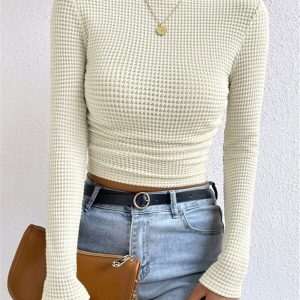 Plain Waffle Slim Sweater