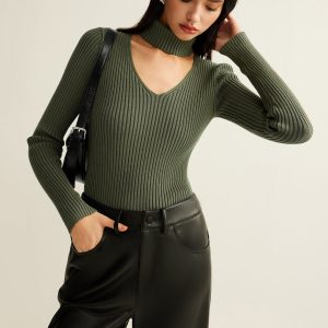 Mock Neck Skinny Knit Top