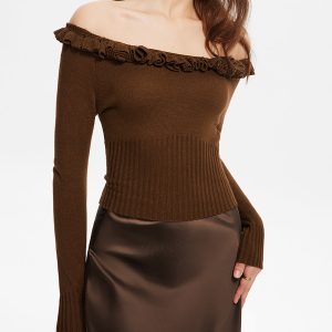 Cashmere-Blend Off-Shoulder Ruffle Sweater