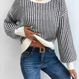 Color Block Striped Knit Top