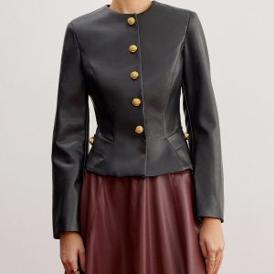 Casual Faux Leather Slim Jacket