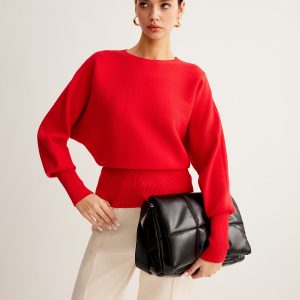 Leg-Of Mutton Cinched Sweater