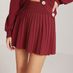 Plain Pleated Sweater Skirt