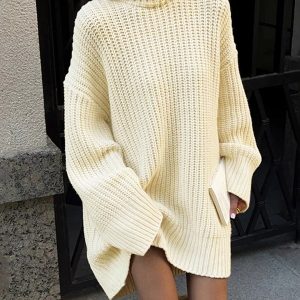 Minimalism Turtleneck Short Sweater Dress