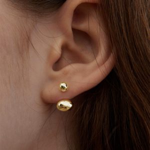 Oval Bean Stud Earrings