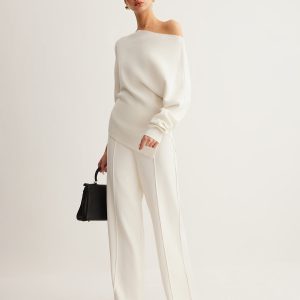 Wool-Blend Piping Pants