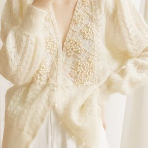 Romance Pearl Beaded Cardigan