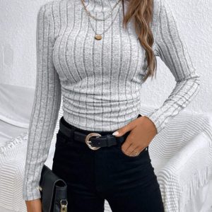 Minimalist Mock Neck Ribbed Top