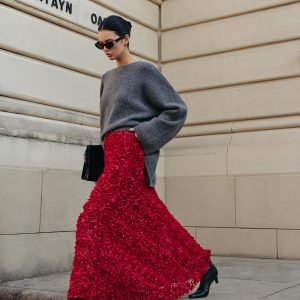 High-Waist Rosette Skirt