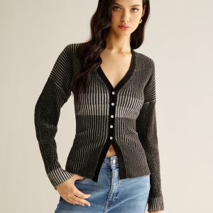 Ombre Button Slim Cardigan