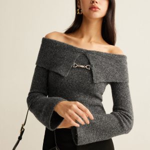 Off-Shoulder Crop Knit Top