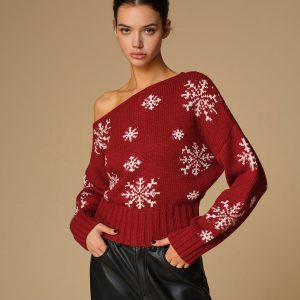 Asymmetrical Snowflake Knit Top