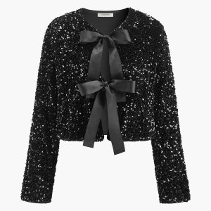Sequins Velvet Bow Blazer