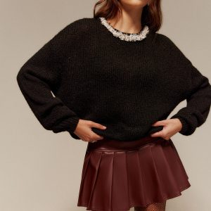 Rhinestone-Decor Cozy Sweater