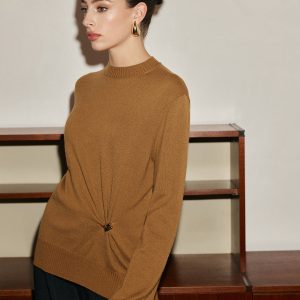 Wool-Blend Metal Knotted Sweater