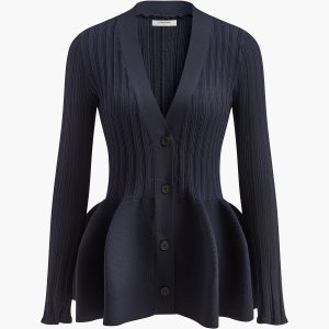 V-Neck Ruffle Button Cardigan