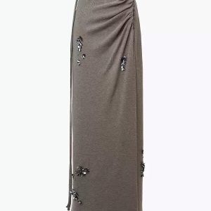 Wool-Blend Pleated Sequins Sweater Skirt