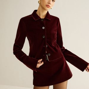 Velvet Lapel Short Blazer