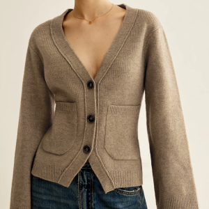 V-Neck Split Button Cardigan