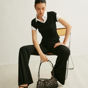 Polo Neck Color Block T-Shirt