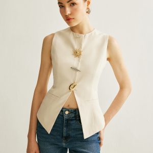 Metal Detail Split Vest