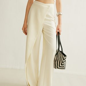 Asymmetrical Cross Wrap High-Waist Pants