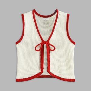 Color Block Knotted Sweater Vest