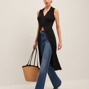 Ribbed Button-Up Knit Dress