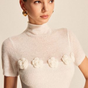Wool Blend Flower Detail Top