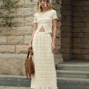 Ruffled Crop Top Skirt Set