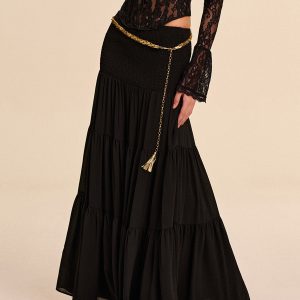 Semi-Sheer Chiffon Skirt Without Belt