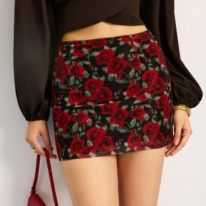 Floral Print Mesh Skirt