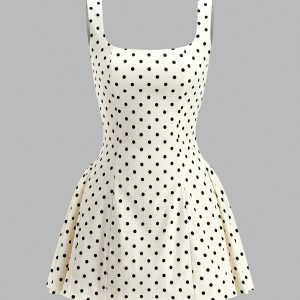 Polka Dot Lace-Up Back Dress