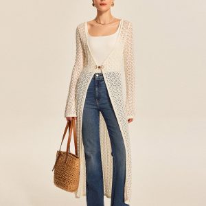 Lace Knit Metal Detail Cardigan