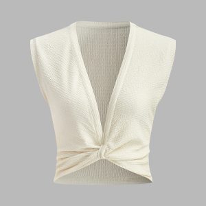 V-Neck Knot Front Sleeveless Top