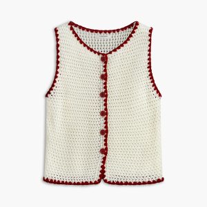 Button-Up Contrast Crochet Vest