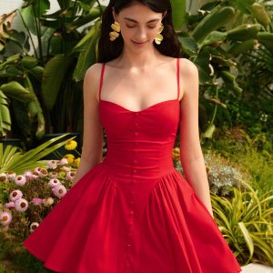 Lace-Up Back Cami Dress