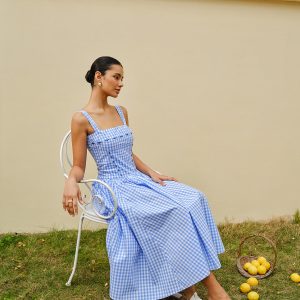 Lace-Up Checkerboard Corset Dress