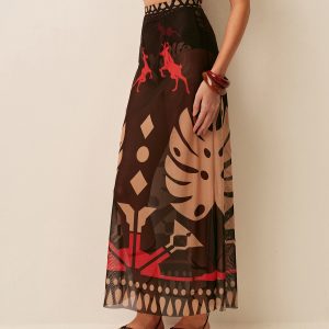 Sheer Printed Sarong Skirt