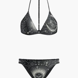 Astrology Print Halter Bikini Set