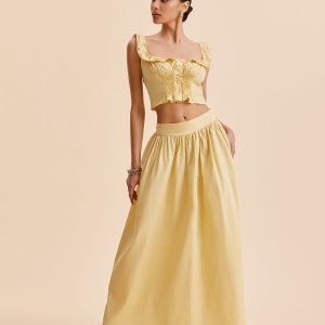 Ruffled Crop Top Skirt Set