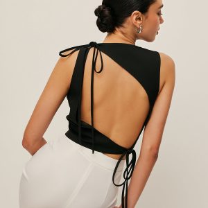 Asymmetrical Open-Back Tie Top