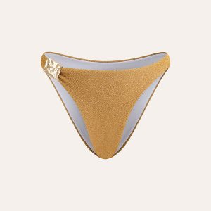 Gold Metallic Detail Bikini Bottom
