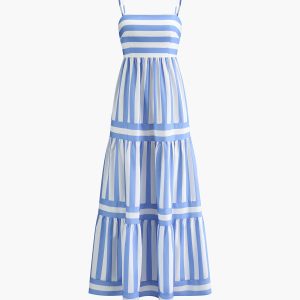 Printed backless pockets long dress
